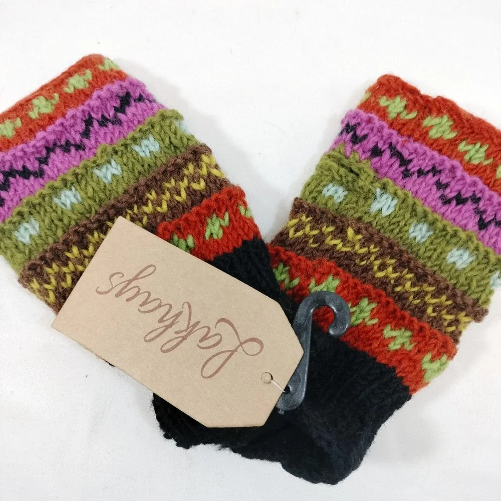 Lakhays Multicolor Fingerless Gloves; Winter Hand Warmers NWT